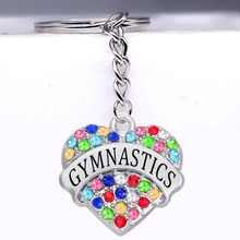 Fashion Gym Jewelry Gift Souvenir Keychain Heart Shaped Metal Engraving GYMNASTICS Word Pendant Key Chain 2024 - buy cheap