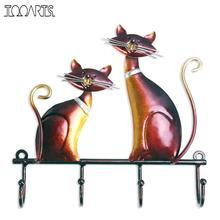 Tooarts Cat Sculpture Hooks Key Holder Cat Wall Decorative Hanger Hook Wall Mount Art 4 Hooks for Coats Bags Clothes Holder New 2024 - buy cheap