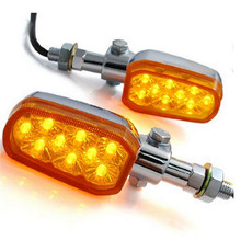1 Pair 12V Chrome Motorcycle LED turning signal lamp Silver Universal Motorbike LED Lights Indicators Amber Blinker Light Lamp 2024 - buy cheap