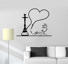 Os recém chegados adesivo de vinil decalques fumaça narguilé shisha bar decoração arte design adesivos parede mural vinilos paredes wallpapers la441 2024 - compre barato