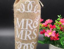 10pcs/Lot MR & MRS Burlap Jute Wine Bottle Bag Champagne Sleeve Holder Gifts Bags rustic vintage wedding decoration centerpieces 2024 - buy cheap