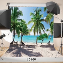 Fondos fotográficos con Palmera en la playa para niños y bebés, telón de tela de vinilo para estudio fotográfico 2024 - compra barato