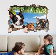 3d effectg window dog paw wall stickers for kids rooms pet hospital decoration bedroom wall decals mural arts poster 2024 - buy cheap
