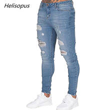 Helisopus Ripped Skinny Jeans Men Slim Fit Denim Pants For Men Distressed Streetwear Hip Hop Holes Classic Jeans 2024 - buy cheap