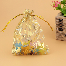 200 шт./лот маленькие золотые сумки из органзы 7x9 см розовый дизайн свадебный подарочный пакет на шнурке красивые сумки для упаковки ювелирных украшений 2024 - купить недорого