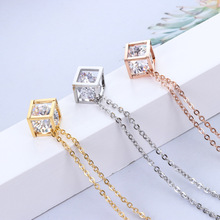 YUN RUO-collar de cristal de acero de titanio para mujer, Color oro rosa, joyería elegante, novedad de 2018 2024 - compra barato