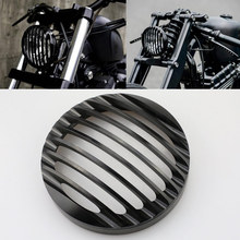 Motocicleta de alumínio preto 5 3/4 "head lamp guarda protetor farol grill capa para harley sportster 883 xl1200 ferro 2004-2014 2024 - compre barato