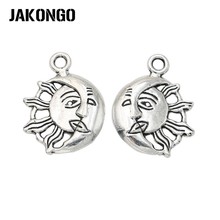 JAKONGO Antique Silver Plated Moon Sun Charm Pendants for Jewelry Accessories Making Bracelet Handmade DIY 27x20mm 2024 - buy cheap