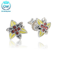 GW-pendientes tipo botón de plata fina para mujer, aretes de flor amarilla, joyería para fiesta y boda, 925 2024 - compra barato
