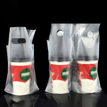 Descartável retícula copo saco de mão saco de embalagem de café saco de cachorro levar-longe ferramentas de embalagem de plástico duplo copo portador bolsa 50 pces 2024 - compre barato