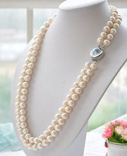 Элегантное 2 ряда 9-10 ММ akoya круглое жемчужное ожерелье любимая девочка свадебный подарок для женщин ювелирные изделия 2024 - купить недорого
