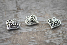 30pcs--Heart Charms, Antique Tibetan Silver  Love Hollow Hearts Charms Charm Pendants 15x24mm 2024 - buy cheap