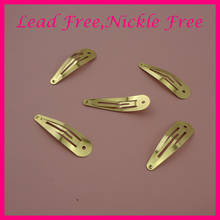 50PCS 5.0cm 2.0" Light Golden Plain Tear drop Metal Snap Clip hairpins with one hole at lead free,nickle free BB hairclips 2024 - buy cheap