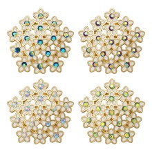 New beauty Golden Rhinestone Flowers 20mm snap buttons fit DIY 18MM snap buttons snap jewelry KZ3347 wholesale 2024 - buy cheap