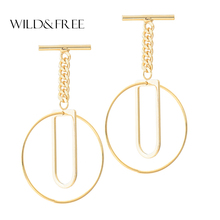 Wild & Free-pendientes colgantes geométricos de Metal para mujer, aretes largos simples de alta calidad, joyería geométrica para fiesta y Club, venta al por mayor 2024 - compra barato