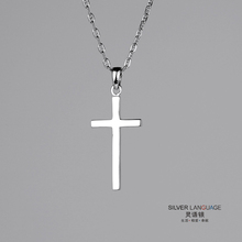 Fashion Cross 925 Sterling Pure Silver Cross Pendant Necklace Women Necklace With Black Rope Chain Handmade Gift Lettering 2024 - buy cheap