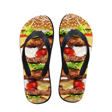 Zapatillas planas con estampado 3D personalizado para hombre, chanclas de goma con patrón de hamburguesa, divertidas, para la playa 2024 - compra barato