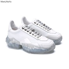 Zapatos gruesos transparentes con suela plana para mujer, zapatillas deportivas informales de encaje de diseño de marca, de cristal flash, a la moda, Trin 2024 - compra barato