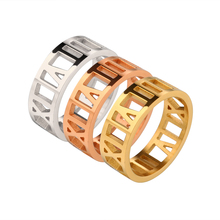 Anillos de números romanos huecos para hombre y mujer, anillos de acero inoxidable de Color oro rosa para amantes, accesorios de joyería 2024 - compra barato