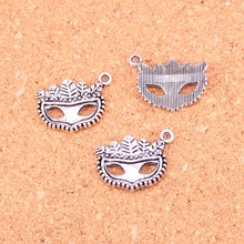 52Pcs Antique Silver Plated party mask masquerade mardi gras Charms Diy Handmade Jewelry Findings Accessories 19*20mm 2024 - buy cheap