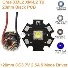 Cree xm-l t6 10w branco frio, branco neutro e quente, led emissor de alta potência, 20mm, preto, pcb + 12v, entrada 20mm, 5 modos de driver 2024 - compre barato