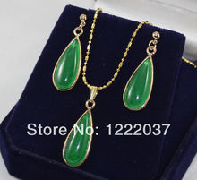 new Hand Inlay Green stone Necklace Pendant earrings Set 2024 - buy cheap
