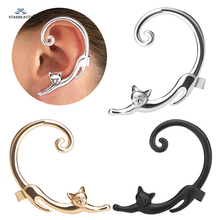 1pc Lazy Animal Stereo Cat Clip Earring Hook Alloy Helix Piercing Tragus Piercing Ear Cuff Earrings for Women Fake Piercing Gift 2024 - buy cheap