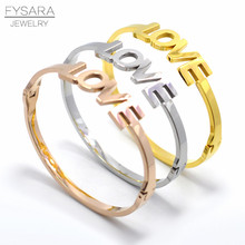 FYSARA-brazaletes de letras de amor simples para mujer, pulsera de acero inoxidable, Color oro rosa, joyas románticas 2024 - compra barato