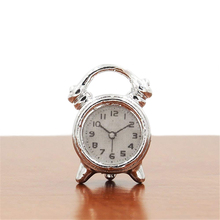 Odoria 1:12 Miniature Silver Table Alarm Clock Dollhouse Living Room Bedroom Home Accessories Doll House Decoration 2024 - buy cheap