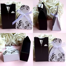 New 50 Pcs Bridal Gift Cases Groom Tuxedo Dress Gown Ribbon Wedding Favor Candy Box and Gifts Wedding Decoration 2024 - buy cheap