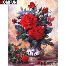 Алмазная 5D Вышивка HOMFUN «Красный цветок», картина с полными квадратными/круглыми стразами, домашний декор, подарок, A15551 2024 - купить недорого