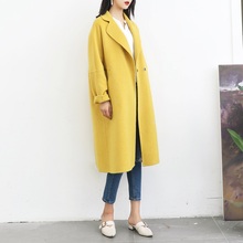 Женское двубортное пальто, длинное кашемировое пальто большого размера с широкой талией, 2019 2024 - купить недорого