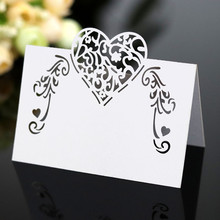50 Pcs Birthday Party Decor Place Cards Laser Cut Hollow Pattern Heart Shape Wedding Event Table Name Card Party Favor 2024 - buy cheap