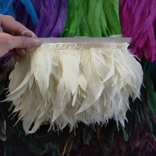 Cinta de plumas de pavo y avestruz Natural, 1 yardas, arroz blanco, 10-15cm/4-6 pulgadas, para vestido para bodas/suministros de decoración artesanal 2024 - compra barato