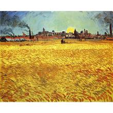 Landscapes art Summer Evening, Wheatfield with Setting sun by Vincent Van Gogh oil paintings canvas High quality hand-painted 2024 - buy cheap