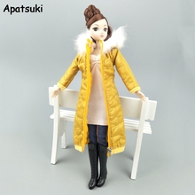 Abrigo largo amarillo de invierno para muñeca Barbie, Parka para muñeca BJD 1/6, ropa de invierno, chaqueta 1:6, accesorios para muñecas, juguetes para niños 2024 - compra barato