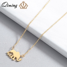 Qiming bonito elefante animal colar tailândia moda feminina vintage jóias acessórios mini ouro moda pingente colar presente 2024 - compre barato