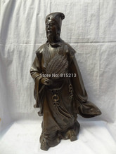 bi0011684 20" Chinese Pure Bronze Militarist ZhuGeLiang KongMing Feather Fan Statue 2024 - buy cheap