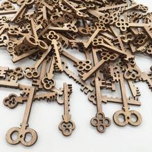 50pcs Key Shape Unfinished Wood Pieces Craft Wooden Hanging Embellishments Handmade Accessories Home Decorations 2024 - buy cheap