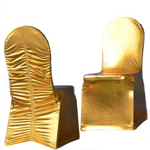 Capas para cadeira metálicas, feitas em lycra, tecido elástico, cores dourado e prata, para eventos de casamento, 20 peças 2024 - compre barato