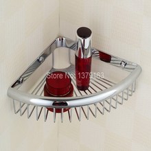 New Polished Chrome Wall Mounted Bathroom Accessory Single Tier Soap / Sponge Corner Shower Storage Basket aba512 2024 - buy cheap