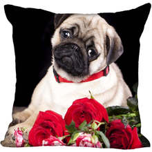 Cão feito sob encomenda pug filhote de cachorro animal quadrado fronha com zíper personalizado fronha capa de travesseiro caso 40x40,45x45cm (um lado) 2024 - compre barato