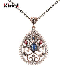 Kinel Vintage Blue Necklace For Women Antique Gold Color Statement Necklaces Chokers 2018 New Collar Ethnic Jewelry 2024 - buy cheap