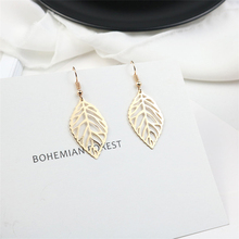 Female Bohemian Hollow Leaf Drop Earrings Gold Silver Color Alloy Dangle Earrings For Women Fashion Jewelry Accessories Gifts 2024 - buy cheap