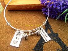 Hot sale diameter 65mm bracelets bangles silver new barbell with me vs me and pain today strongth tomorrow necklace 2024 - buy cheap