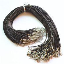 Hot! Wholesale 2mm Brown Wax Leather Cord Necklace Rope 45+5cm Chain Lobster Clasp DIY Jewelry Accessories 100pcs Fast Shipping 2022 - buy cheap