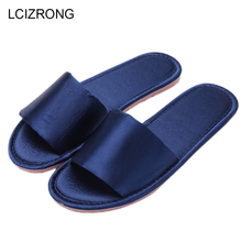 LCIZRONG High Quality Satin Home Slippers Women Autumn Fashion Solid Flat Bedroom Slippers Beach Non-slip Indoor Slapping Women 2024 - buy cheap