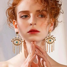 Qiaose Ethnic Rhinestone Eyes Dangle Drop Earrings for Women Fashion Jewelry Boho Maxi Collection Earrings Accessories 2024 - buy cheap