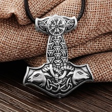 LANGHONG 10pcs Norse Vikings Amulet PENDANT Goat Thor's Hammer Necklace Pendant Original Animal Knot Viking Jewelry 2024 - buy cheap