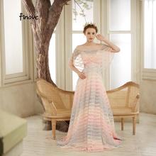 Finove Elegant Evening Dress Long 2019 New Sexy O Neck Half Sleeves Beading A line Floor Length Woman Party Dress Robe De Soiree 2024 - buy cheap